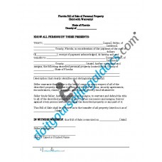 Bill of Sale of Personal Property - Florida (With Warranty)